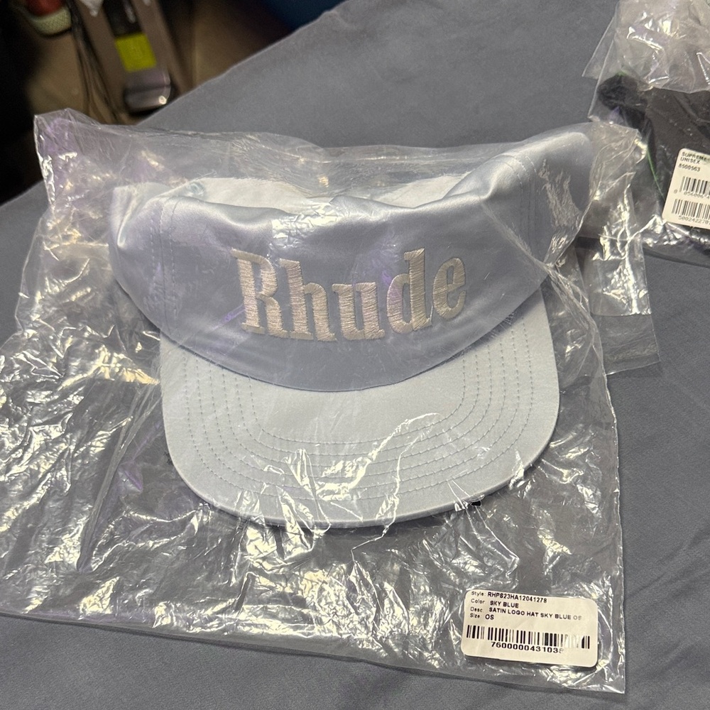 Rhude Satin Logo Sky Blue Baseball Cap - O/S fits all